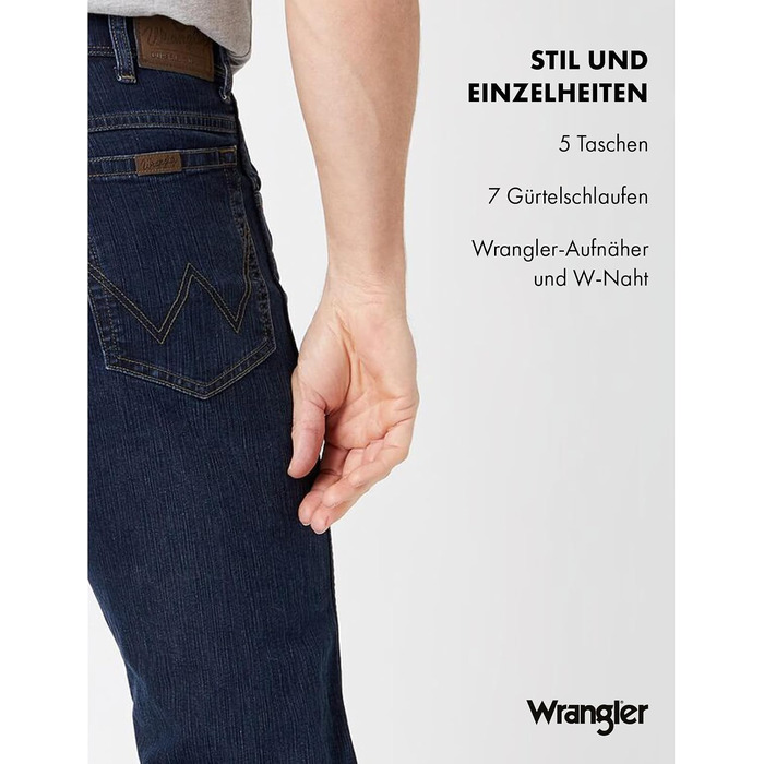 Чоловічі джинси Wrangler Regular Fit Durables Stonewash, темно-сині (Darkstone Blue), 33W / 32L