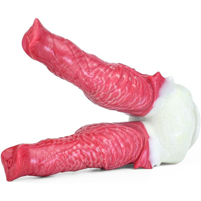 Двофалічний секс-іграшка Jixaxe з силікону, червона (для вагінальної та анальної стимуляції)