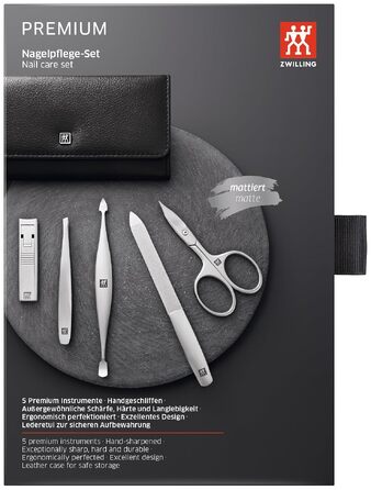 Манікюрний набір ZWILLING Premium, 5 предметів: ножиці для нігтів та кутикули (чорний)
