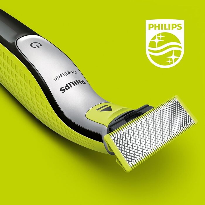 Електричний тример та бритва PHILIPS OneBlade 360 Face & Body QP2834/31 для обличчя та тіла, з 3 лезами 360, 4 насадками-гребінцями та 2 насадками для тіла, волого-сухе гоління