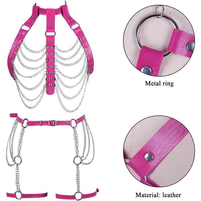 Жіночий комплект: тілесний ланцюжок, ланцюжок на стегна, стрінги, панталони-підтяжки