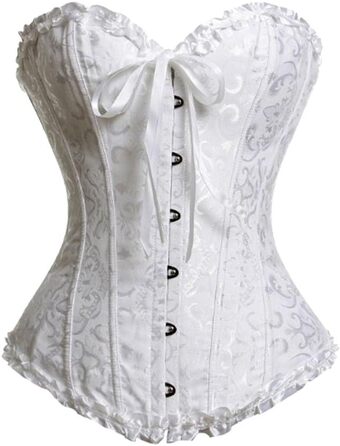 Корсет жіночий Beauty-You, готичний стиль, корсет-бюстгальтер з шнурівкою, з мережива, з ребрами (білий, 3XL)