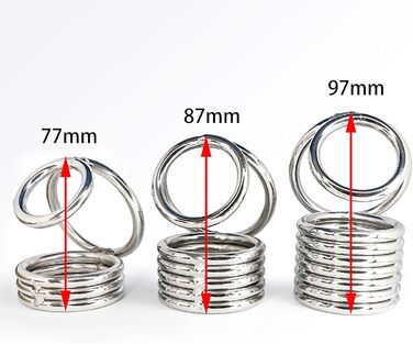 Пеніс-рінг з металу, ходентейлер, стример для яєчок, розтягувач яєчок, стример для яєчок, пристрій для яєчок, вага для яєчок, пристрій для стиснення яєчок, екстремальні сексуальні іграшки для чоловіків, срібло/7 кілець, XL, XL, срібло/7 кілець