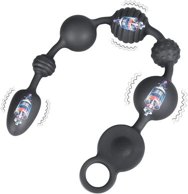 Анальні кулі вібратор із 10 режимів вібрації, 3 моторами та анальною ланцюжком. Стимулятор G-точки, простати, анальних кулястих вставок для чоловіків, жінок, пар.