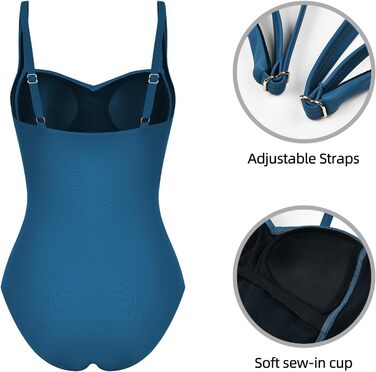 Світшот для плавання жіночий, суцільний, з високою талією, push-up, вінтажний, з рюшами, для корекції фігури, великі розміри, монокіні (44, S-блакитний)