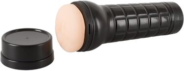 Масажер для чоловіків Nature Skin Pussy - еластичний, з текстурою, у чорному чохлі, відтінок тілесного кольору