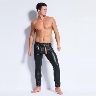 Чорні латекс-легінси з відкритим кроком для чоловіків ARIASS, сексуальна спідниця-сітка з блискавкою, клубний одяг, розмір L