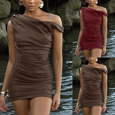 Сукня Onsoyours з еластичної шкіри (Wetlook) червоного кольору, сукня-олівець, обтисла, без спинки, міді, для вечірок, клубів, з PU шкіри (L, 05 Red)