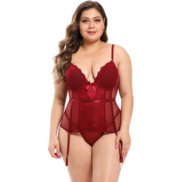 Жіноче корсетне боді з мереживом, витончений дизайн, комплект, фіксуюча білизна, червоний, розмір L