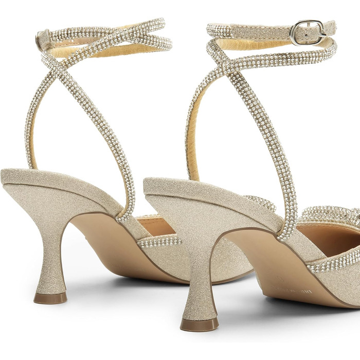 Жіночі туфлі з низьким каблуком Kitten Heels DREAM PAIRS з декором у вигляді банта зі стразами, золотисті, розмір 40 EU