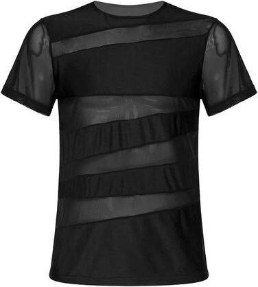 Чоловіча футболка з сітки для клубу, чорна. М'яка, прозора, дихаюча. Ідеальна для танців.