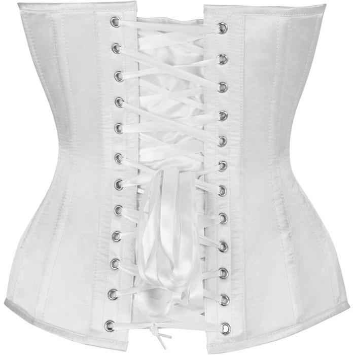 Корсет Daisy Corsets з високоякісної атласної тканини білого кольору, з металевими ребрами підтримки, модель Overbust, XS