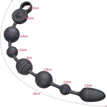 Анальні кулі вібратор із 10 режимів вібрації, 3 моторами та анальною ланцюжком. Стимулятор G-точки, простати, анальних кулястих вставок для чоловіків, жінок, пар.