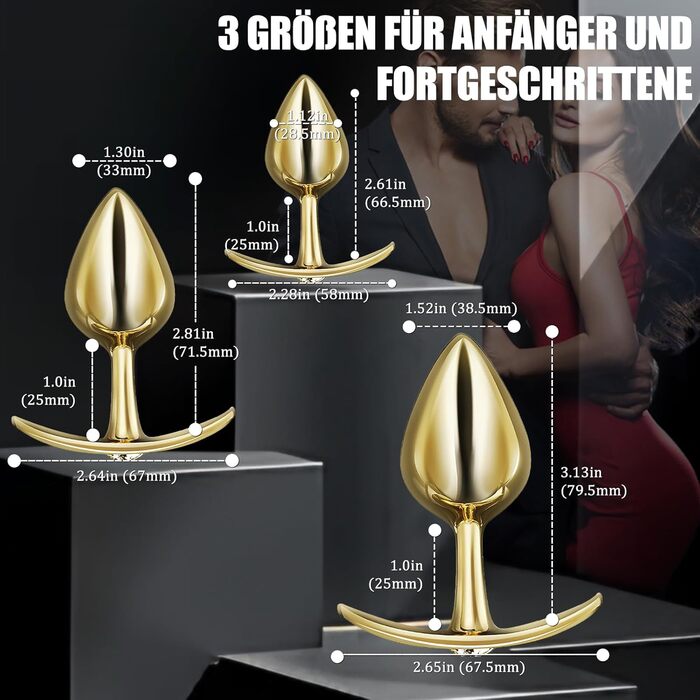 Анальний плагін TYDAY Metall 6 розмірів для жінок, нержавіюча сталь, стимулятор простати з діамантом, преміум секс-іграшка