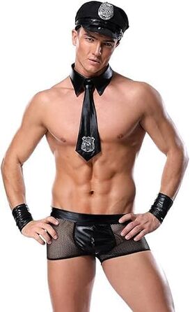 Сексуальна спідня білизна для чоловіків: комплекти, комбінезони для клубів, форма офіціанта, косплей, шнурівка, універсальний розмір (B, універсальний)