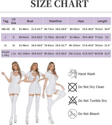 Латексне плаття для жінок Wetlook, сукня з лаку для сексу, латексний catsuit для жінок - L (Білий)