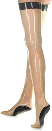 Чорні та прозорі довгі гольфи з латексу з смугами на підошві, GAYLOP, XS