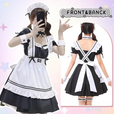 Костюм французької служниці: комплект для косплею, карнавалу та Хелловіну (чорний, L)