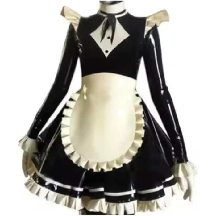 Спідниця з латексу DDINGHOONQPODFR для жінок та чоловіків, чорно-біла, костюм покоївки, для вечірок та Хелловіну, розмір XXL