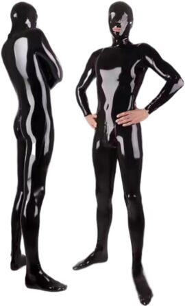 Штани з латексу Gaylop, повний комплект, чорний латексний халат, латексний комбінезон з гуми для чоловіків та жінок, індивідуальні очі з сотами, чорний L