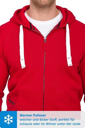 Чоловіча толстовка на блискавці з капюшоном Happy Clothing, теплий худі з флісом, бавовняна суміш, Regular Fit, червоний (S-5XL)