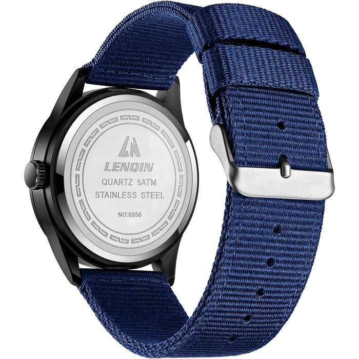 Чоловічий тактичний годинник Military Quartz: водонепроникний (3ATM), аналоговий кварцовий годинник з календарем та нейлоновим ремінцем, синій