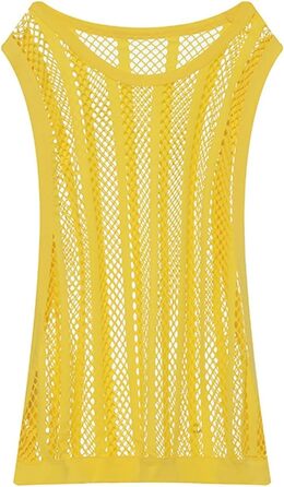 Чоловіча сітчаста майка з смугами, прозора, без рукавів, з вирізами, сітка, зелена (M, жовта)