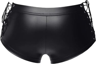 Чоловіча спідня білизна з еластичної шкіри (лак) та шкіряна жилетка. Сексуальний комплект з футболки та топу. Чорний колір, розмір L