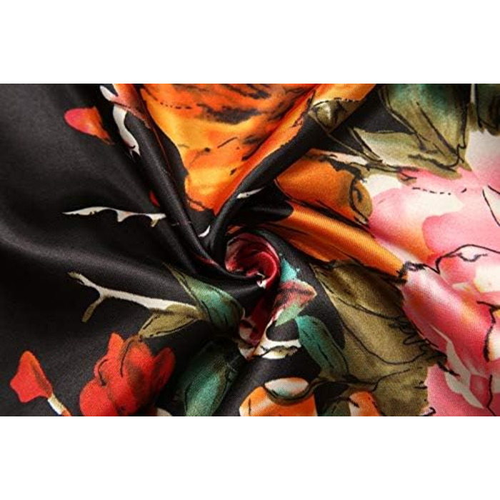 Жіночий халат goodmansam, довгий, квітковий сатин, кімоно, весільний, для нареченої, нічний, XL-XXL, чорний