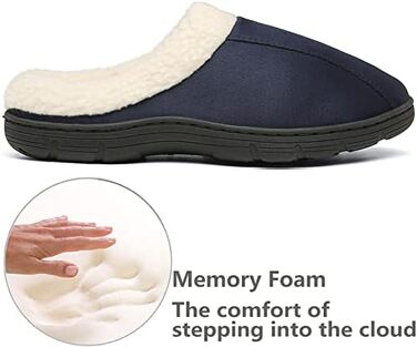 Чоловічі домашні капці з ефектом пам'яті Memory Foam, плюшеві замшеві тапочки (розмір 44/45 EU, темно-сині)