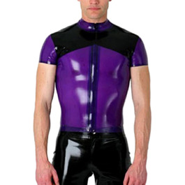 Латексна сорочка з блискавкою спереду для чоловіків, розмір XL