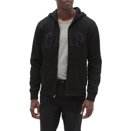 Чоловіча толстовка на блискавці Gap Heritage з логотипом, колір True Black, розмір L