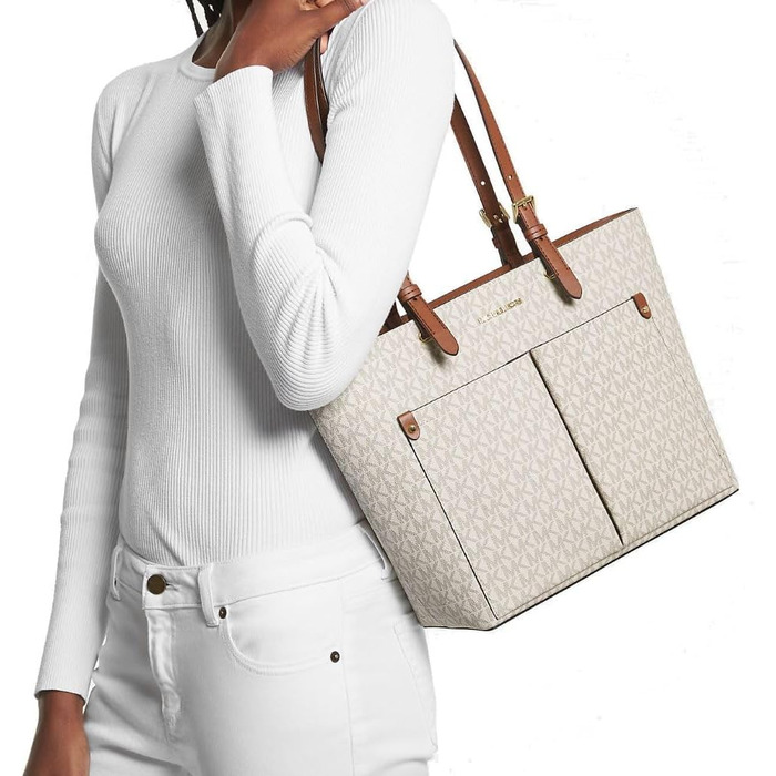 Жіноча сумка-сатчел Michael Kors Double Pocket Satch бежевого кольору