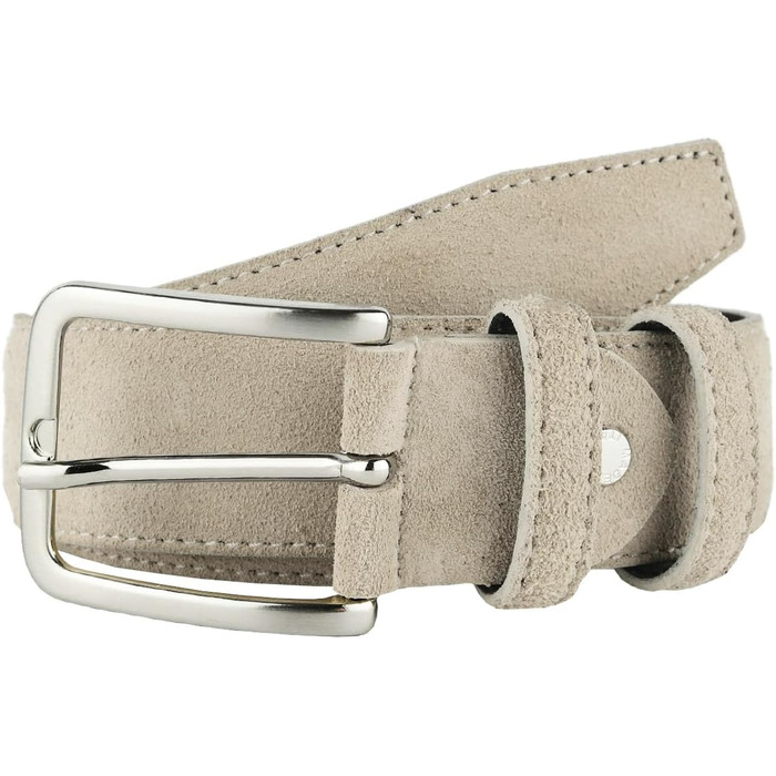 Рімень зі справжньої шкіри (wildleder) унісекс, Made in Italy, бежевий, ширина 3.5 см, розмір 115 (50-52)