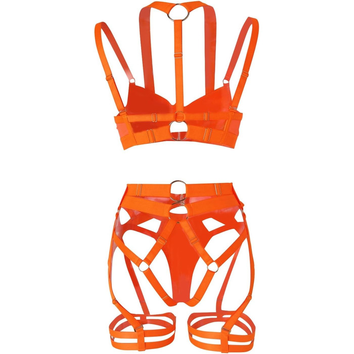 Сексуальна жіноча білизна Babydoll з мереживом, комплект з бюстгальтером та трусиками, великі розміри, помаранчевий колір