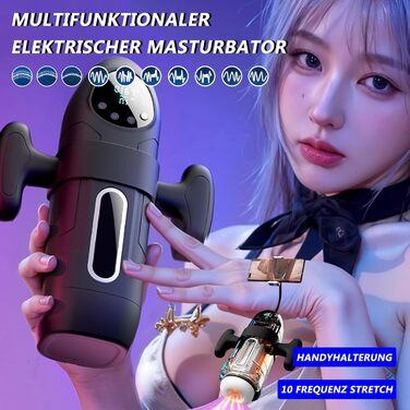 Електричний мастурбатор для чоловіків з телескопічною функцією та сукцією, 9 вібрацій. Іграшка для дорослих, для соло-використання