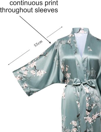 Халат жіночий довгий шовковий, квітковий принт, Babeyond - ідеальний для дому та вечірок
