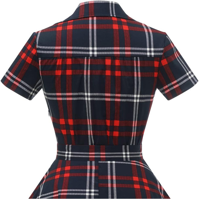 Сукня Rockabilly жіноча V-подібний виріз міді, святкова для весілля, вінтажна коктейльна (S, червоно-біла клітинка)