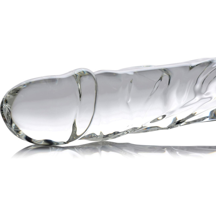 XR Brands Master Series Brutues: XL скляний дилда з насічками та зручним захопленням - прозорий