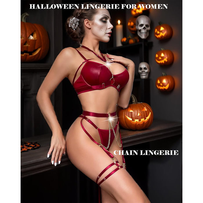 Комплект спідньої білизни Aucute trapen Deou: бюстгальтер та труси з мереживом, 6 шт. (S, Бордовий)