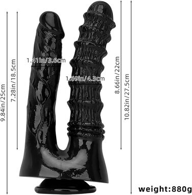 Двохсторонній секс-іграшка з ПВХ з сильним присоском для вагінального та анального використання - подвійний дилда для жінок та пар, фентезі