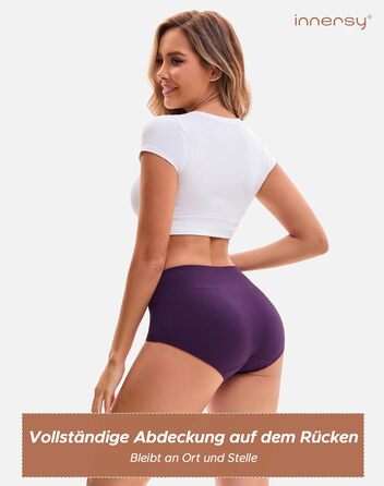 Труси жіночі INNERSY бавовна стрейч, висока талія, м'які, 5 шт. (XXL, 3 кольори: фіолетовий, темно-синій, рожевий)