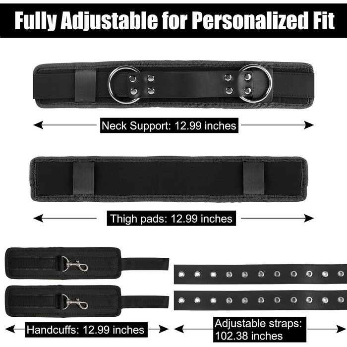 Набір для БДСМ: фетуювання ніг, наручники, набір для пар. Чорний колір.