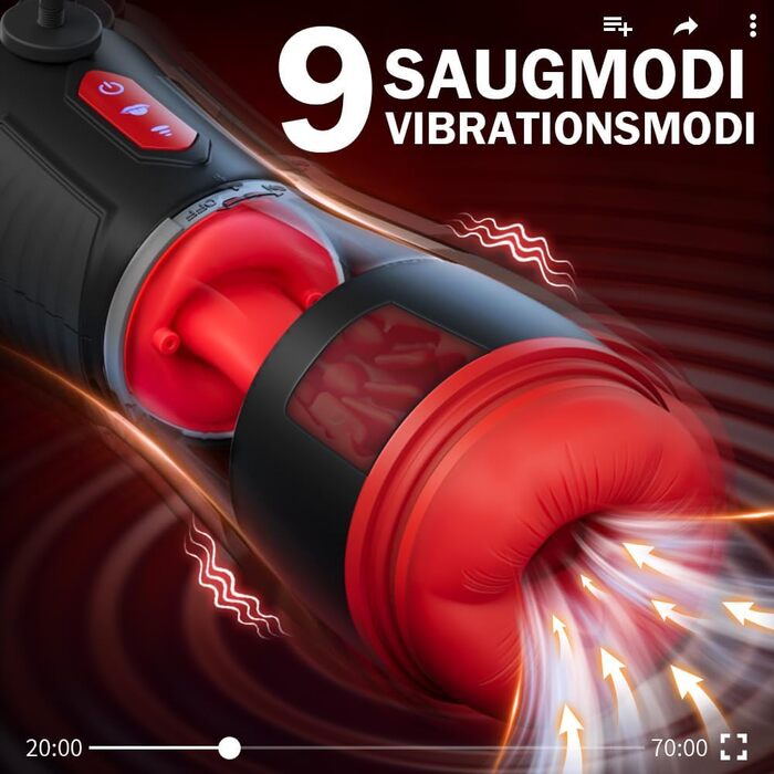 Електричний мастурбатор для чоловіків з 9 режимами лизання, 9 режимами всмоктування та 9 вібраціями. Іграшка для дорослих, підходить для пар та індивідуального використання