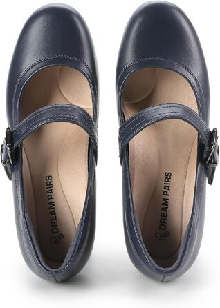 Жіночі туфлі Mary Jane DREAM PAIRS на масивному високому каблуці, темно-сині, розмір 37 EU
