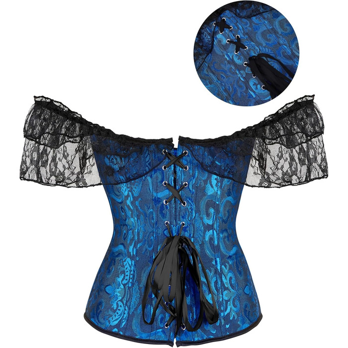 Жіночий топ-корсет CKJ Corage у стилі піратів/готики з басками, великі розміри (5XL), темно-синій