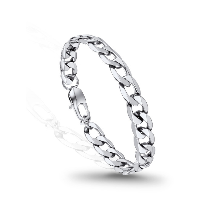 Сталевий браслет-ланцюг Panzer для чоловіків та жінок PROSTEEL, сріблястий, 21 см, ширина 9 мм