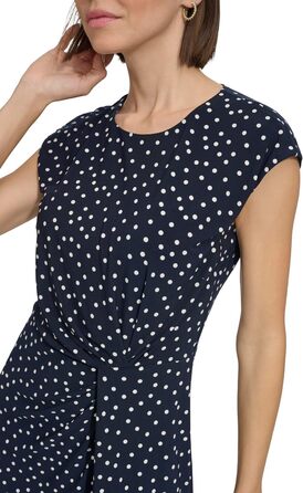Сукня міні Tommy Hilfiger жіноча з рукавами-крильцями, високим коміром, скручена спереду, колір Sky Captain/Ivory