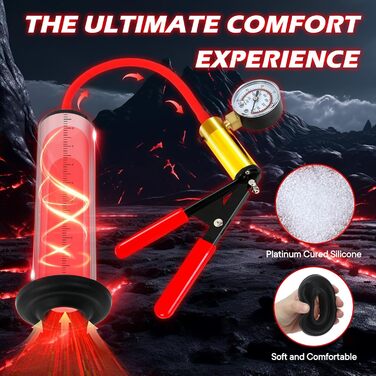 Портативна вакуумна помпа для збільшення статевого члена з манометром та ножиковим захватом (4 розміри)