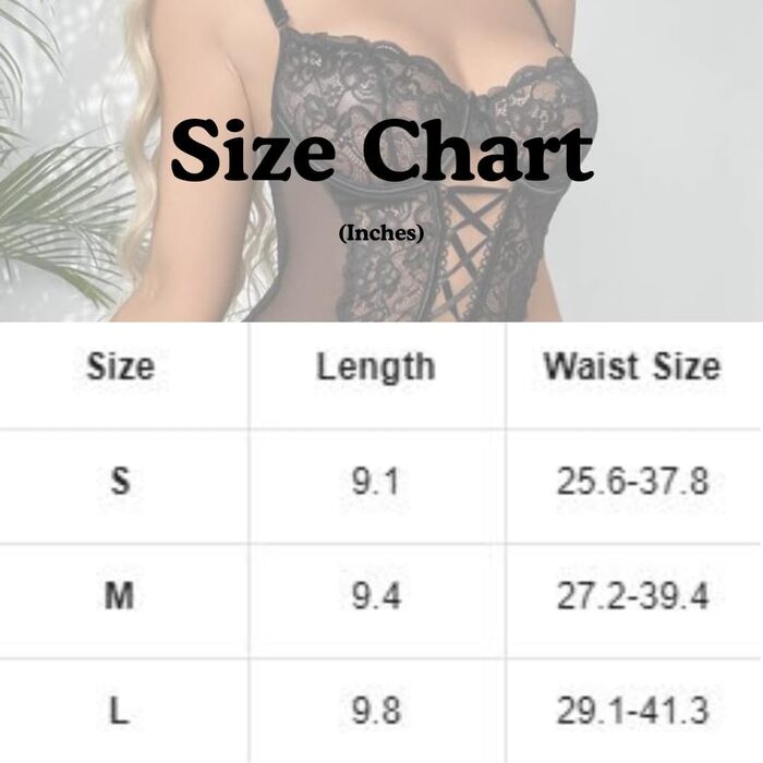 Жіночий комплект нижньої білизни VENUS ALLURE: корсет, babydoll, тіффані, панчохи та стрінгер, чорний, розмір M